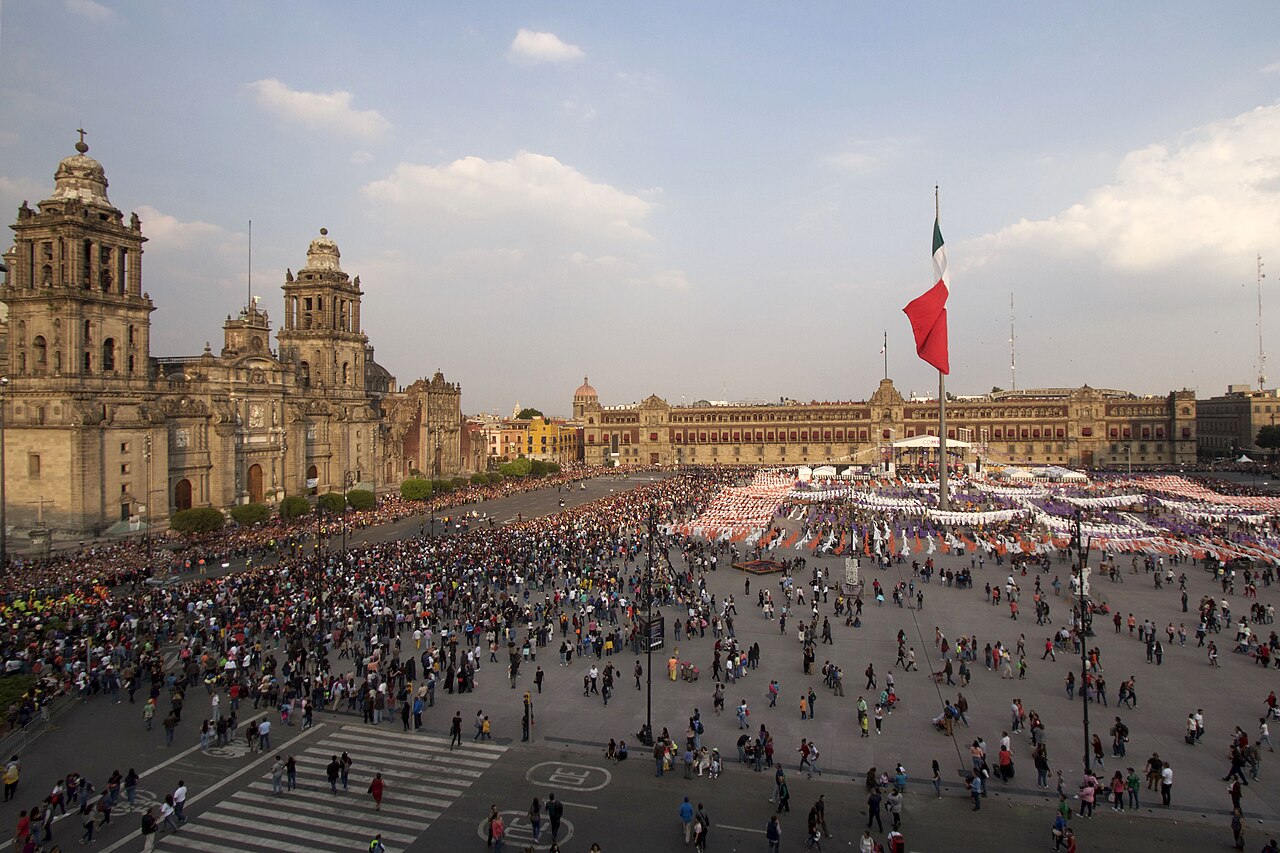Mexico City Plaza with people - 2017