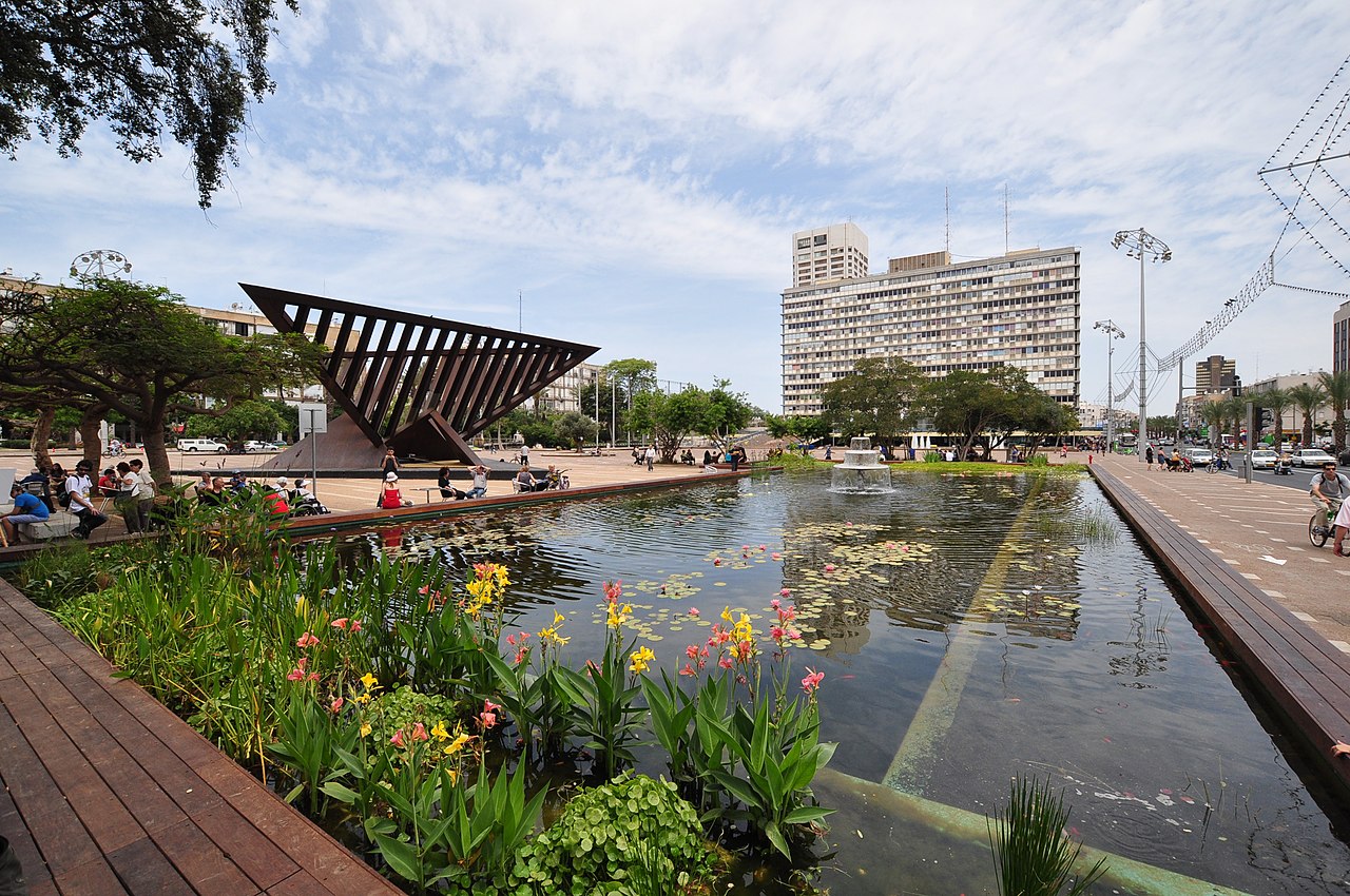 Rabin Square ecologic pool and Holocaust Memorial