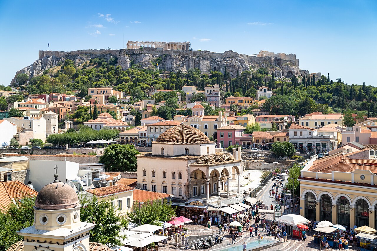 Monastiraki Square And Acropolis In Athens