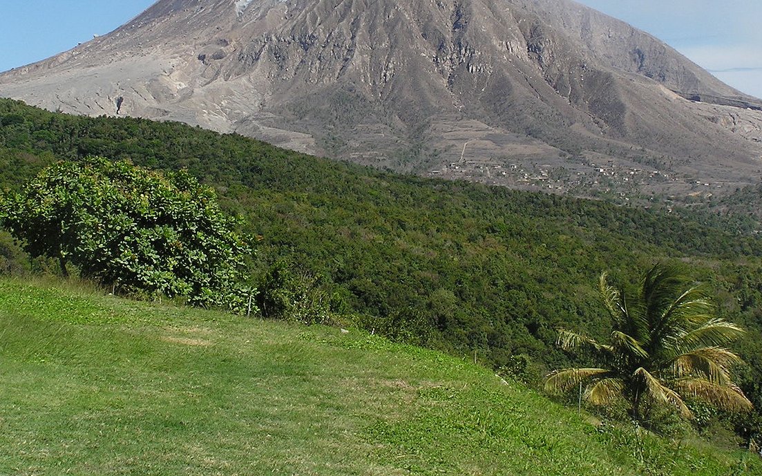 Soufriere Hills volcano on Caribbean Island Montserrat