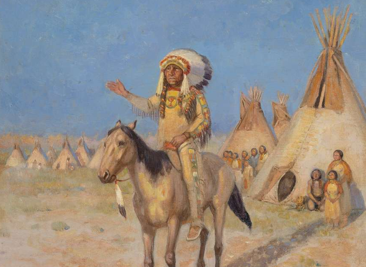 Sitting Bull Haranguing the Sioux Village