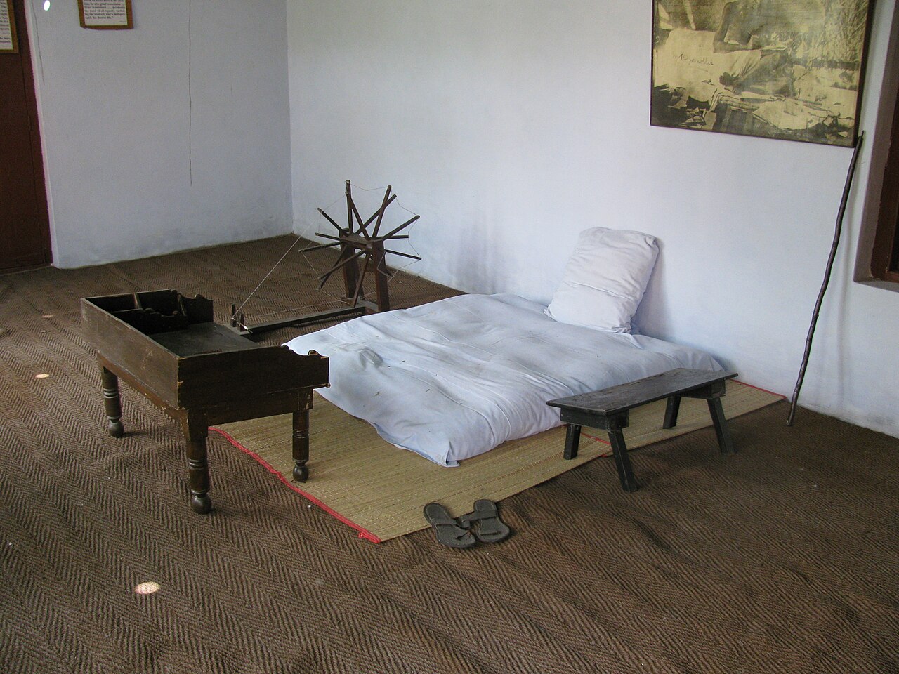 Reconstructed Gandhi bedroom in the Gandhi Museum