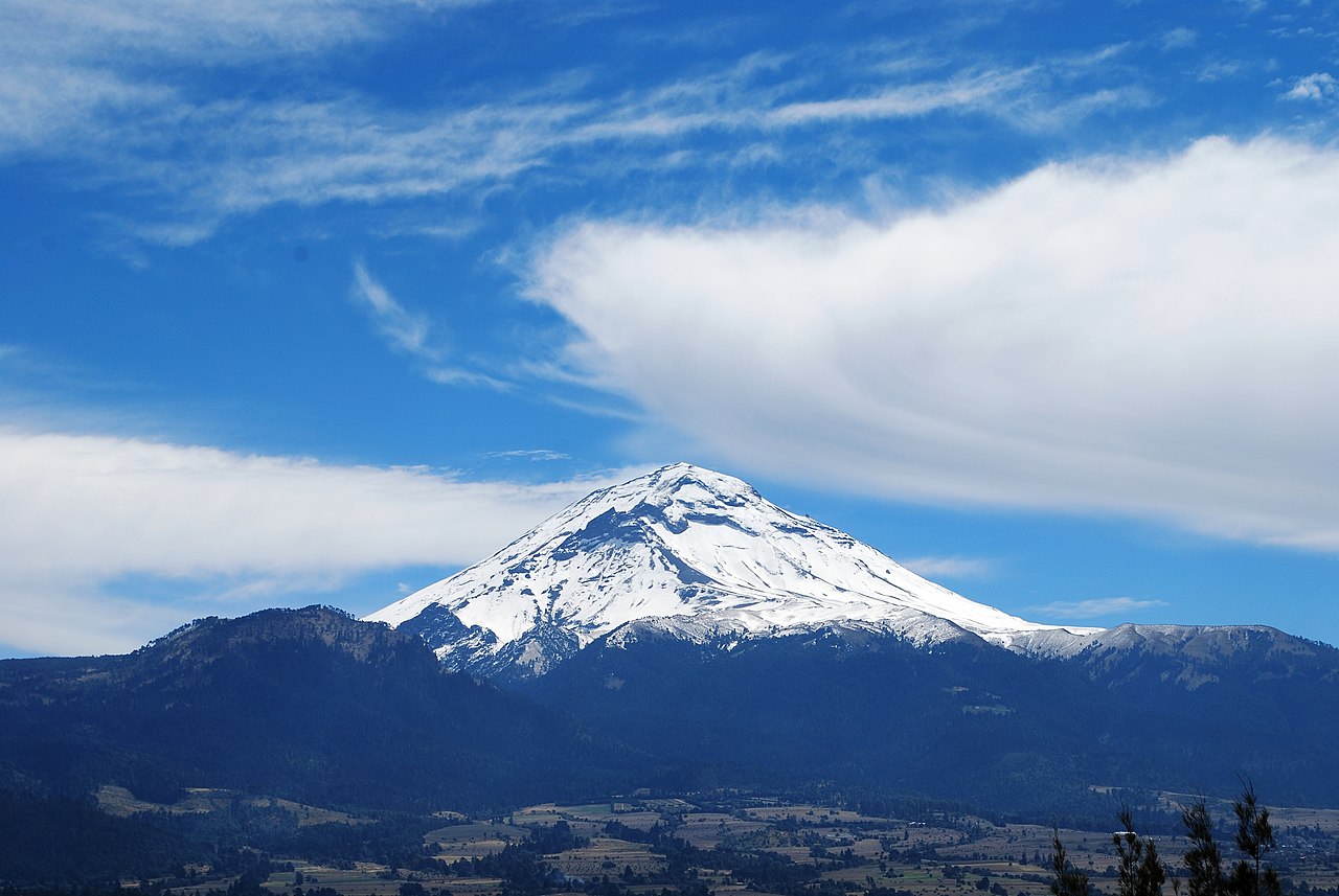 View of the Popocatepetl volcano from Amecameca, Mexico State