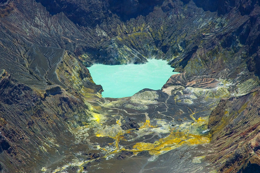 The lake in White Island (Whakaari) in the Bay of Plenty, The North Island