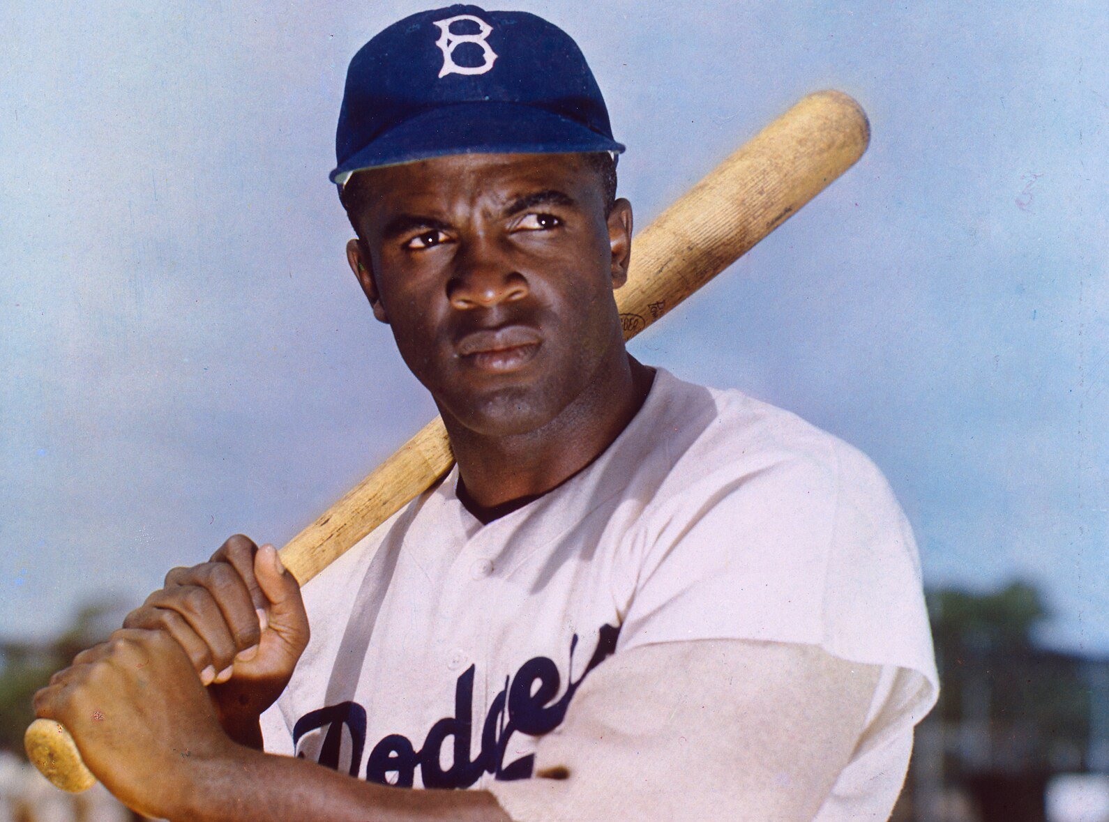 Jackie Robinson, first baseman with the Brooklyn Dodgers