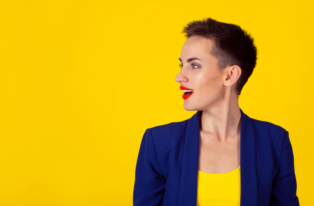 woman pronouncing a word