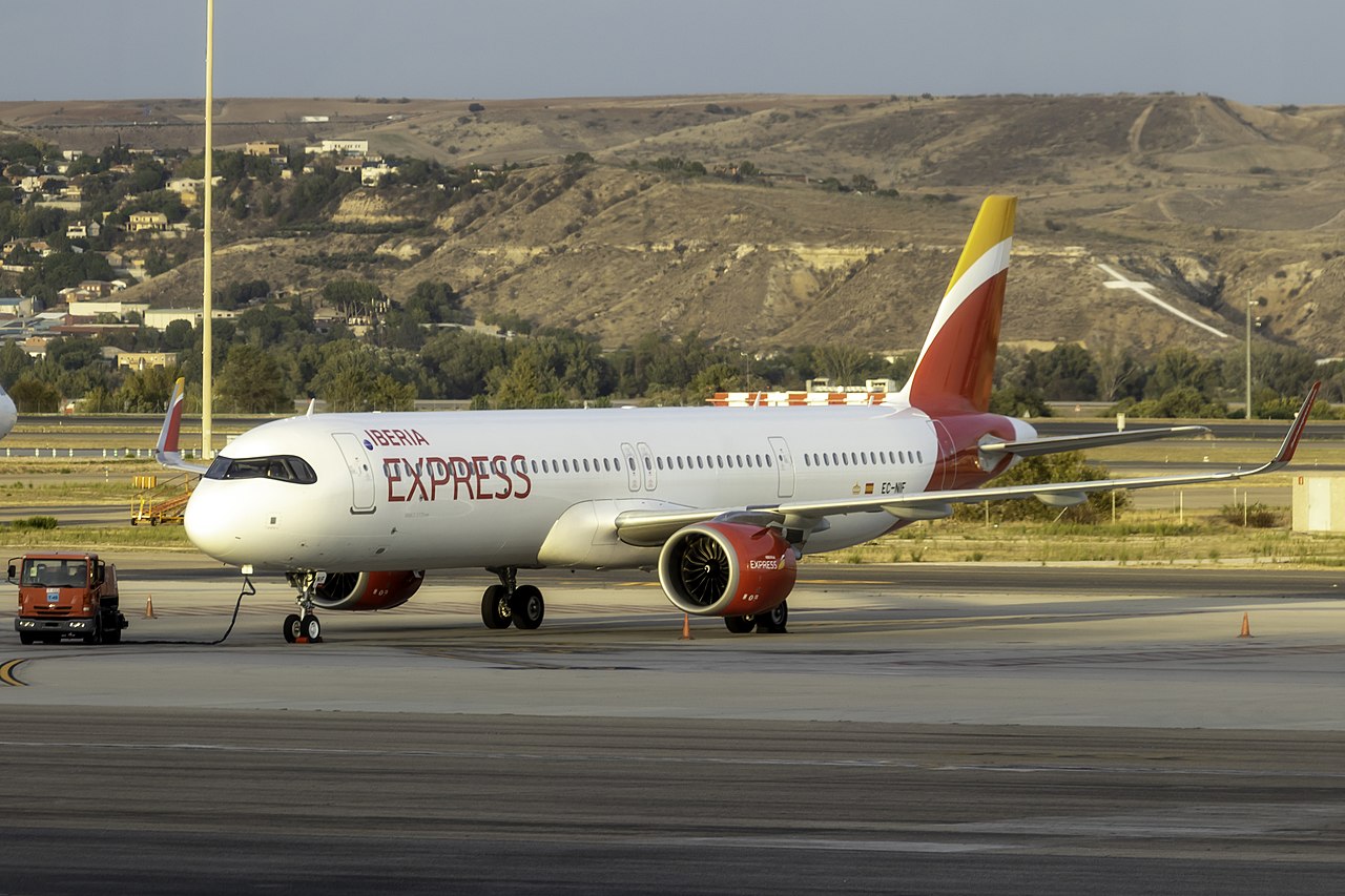 Iberia Express Airbus A321neo at Madrid airport.