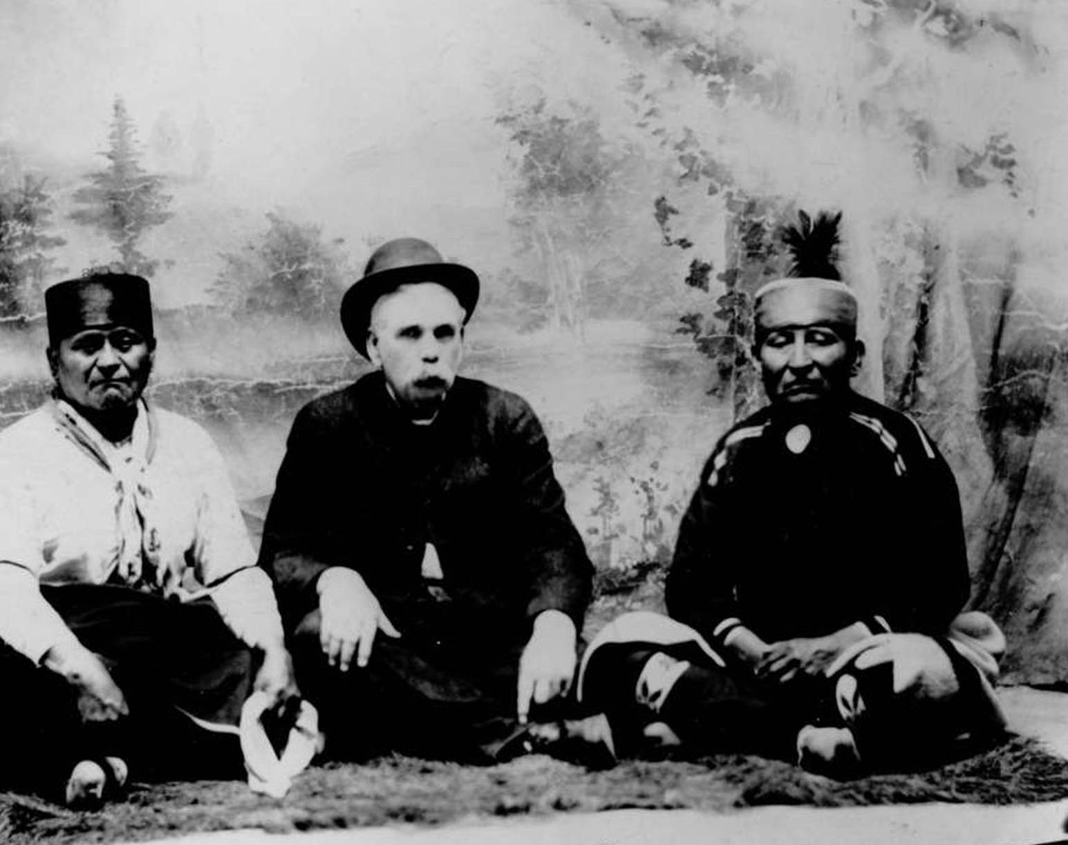 Laban Miles With Osage And Kaw Men, 1927