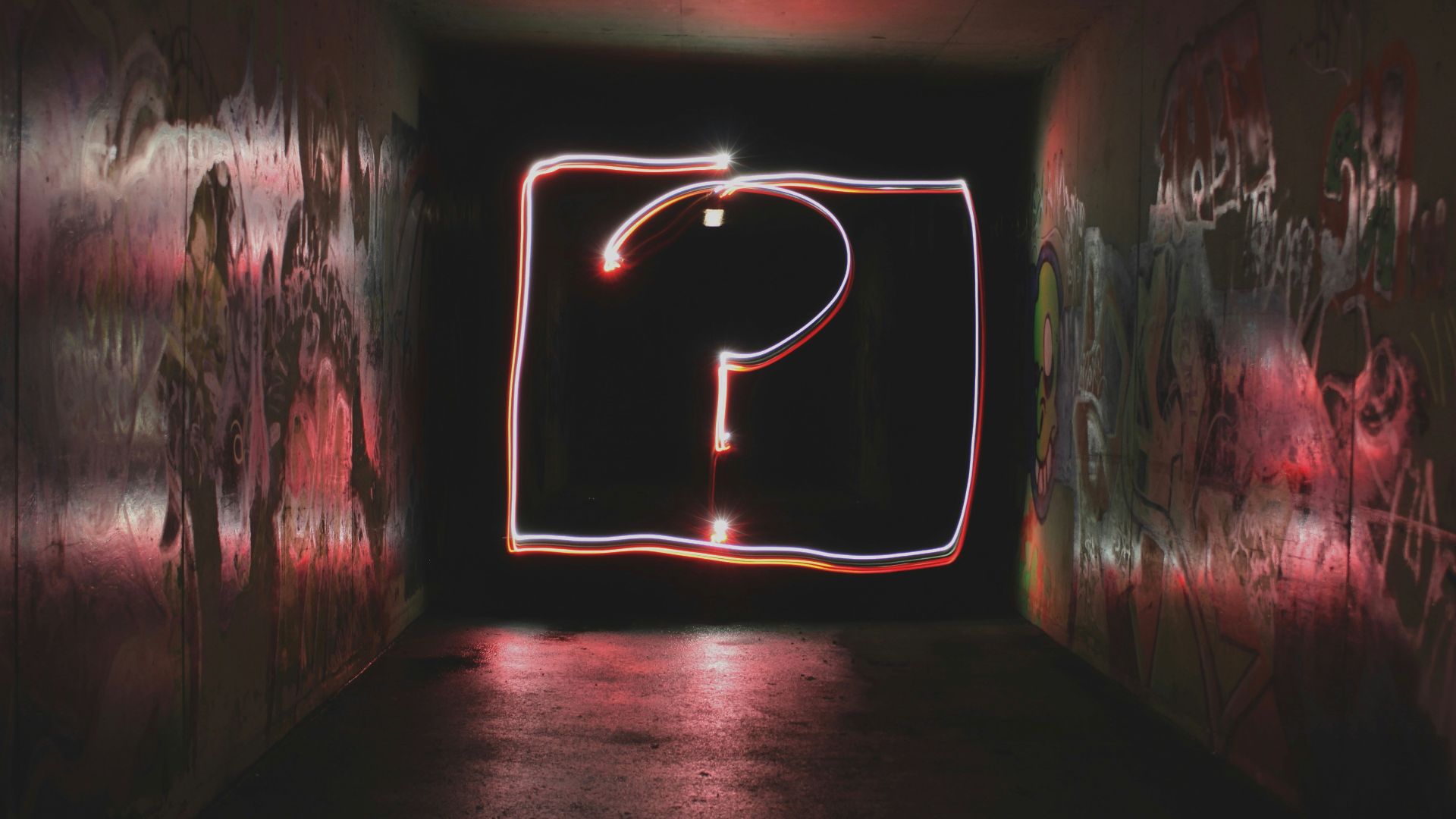 question mark neon signage