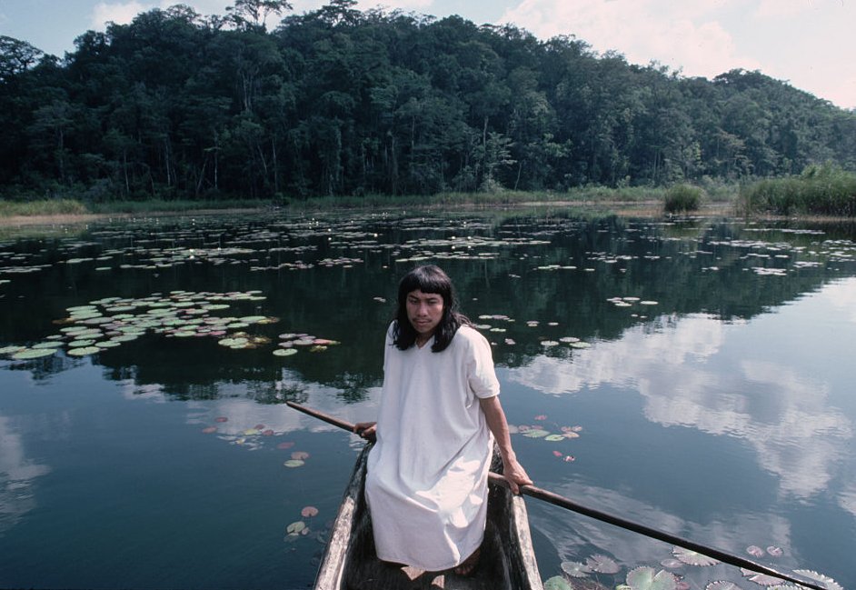 Lacondon Indian in Dugout Canoe