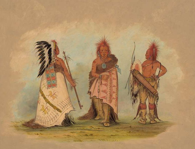 A Pawnee Chief with Two Warriors