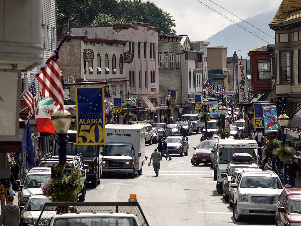 Franklin St - Shopping District - Downtown Center, Juneau, Alaska.