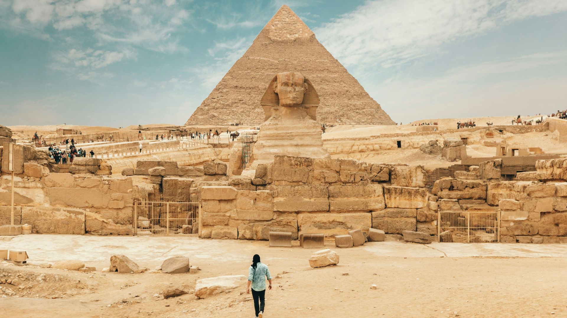 person walking near The Great Sphinx