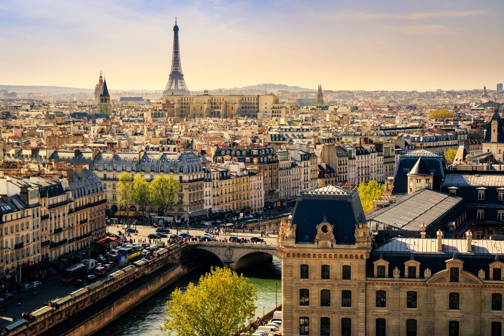 The image showcases a Vibrant urban scene of Paris, France