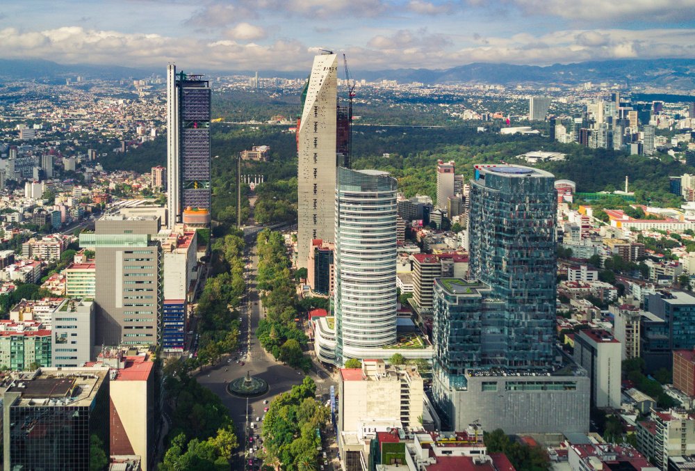 The image showcases a Vibrant urban scene of Mexico City, Mexico