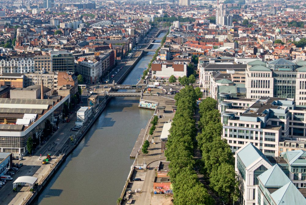 The image showcases a Vibrant urban scene of City of Brussels, Belgium
