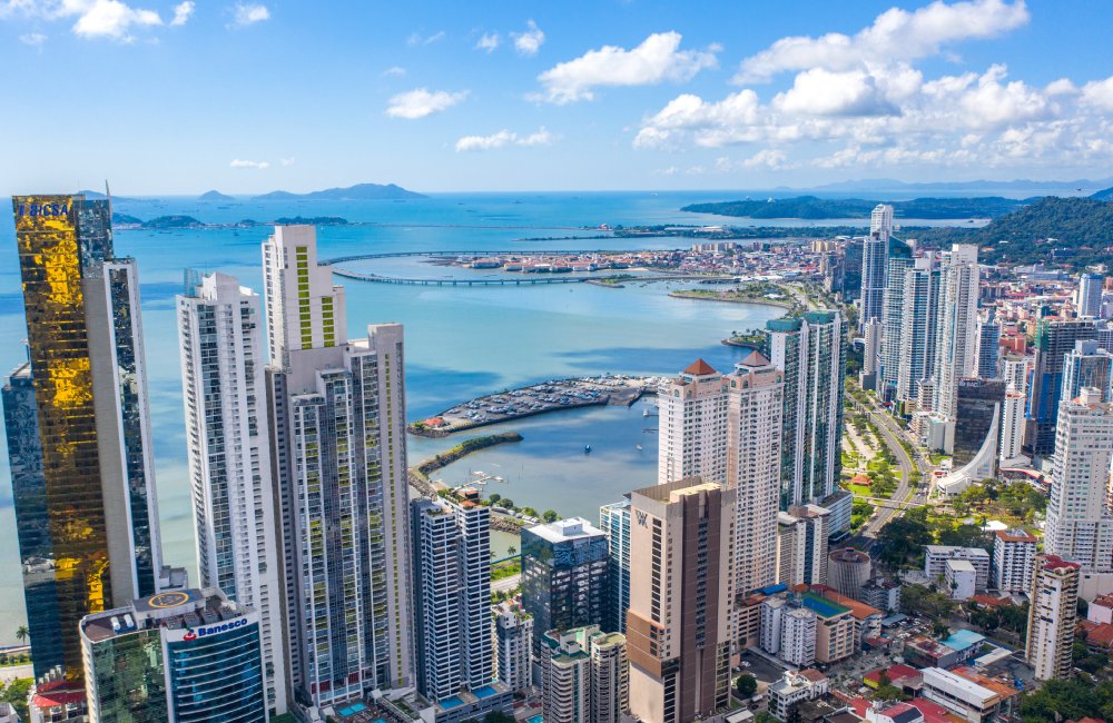 The image showcases a Vibrant urban scene of Panama City, Panama