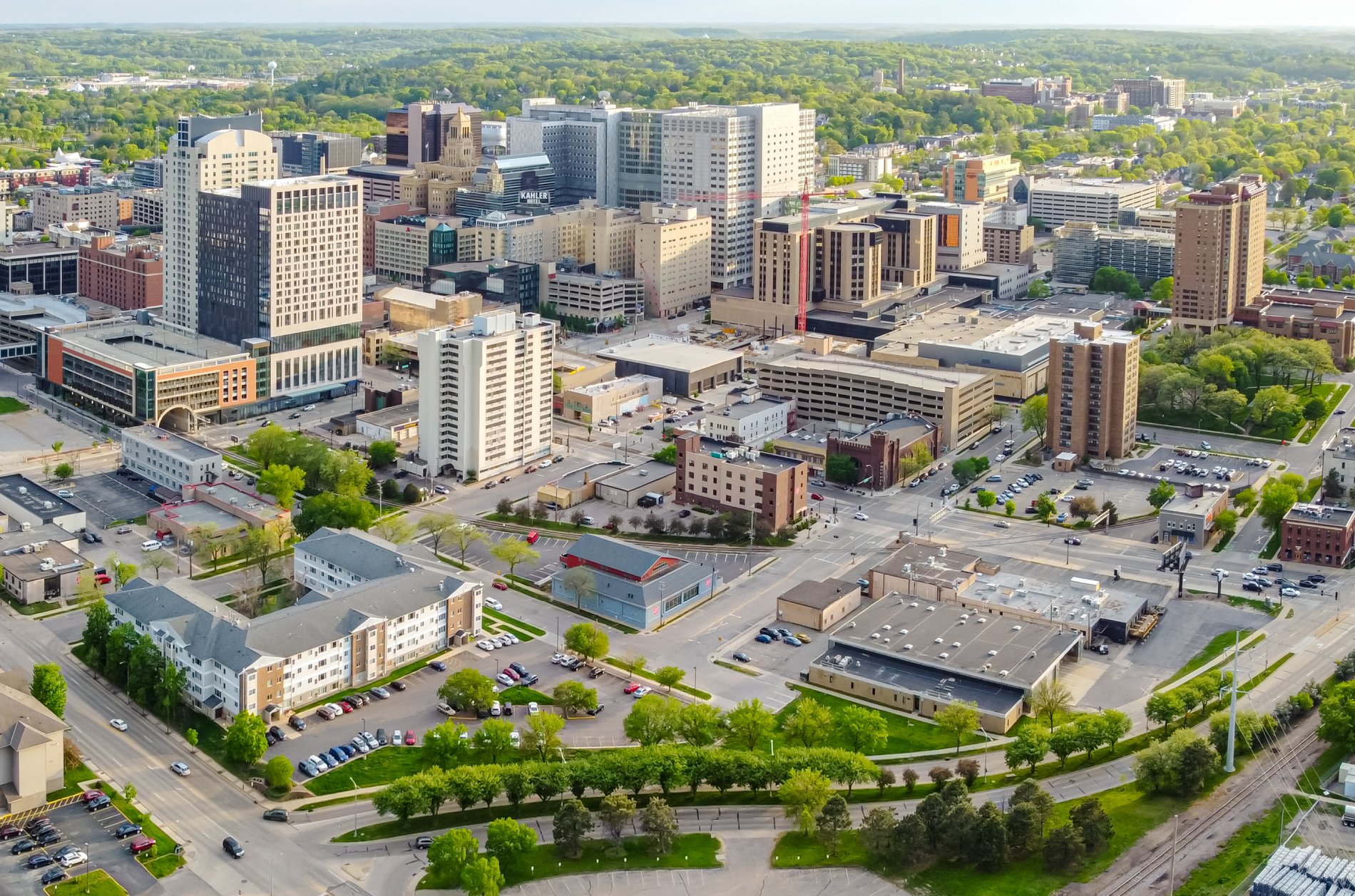 Aerial View of Rochester, Minnesota Skyline