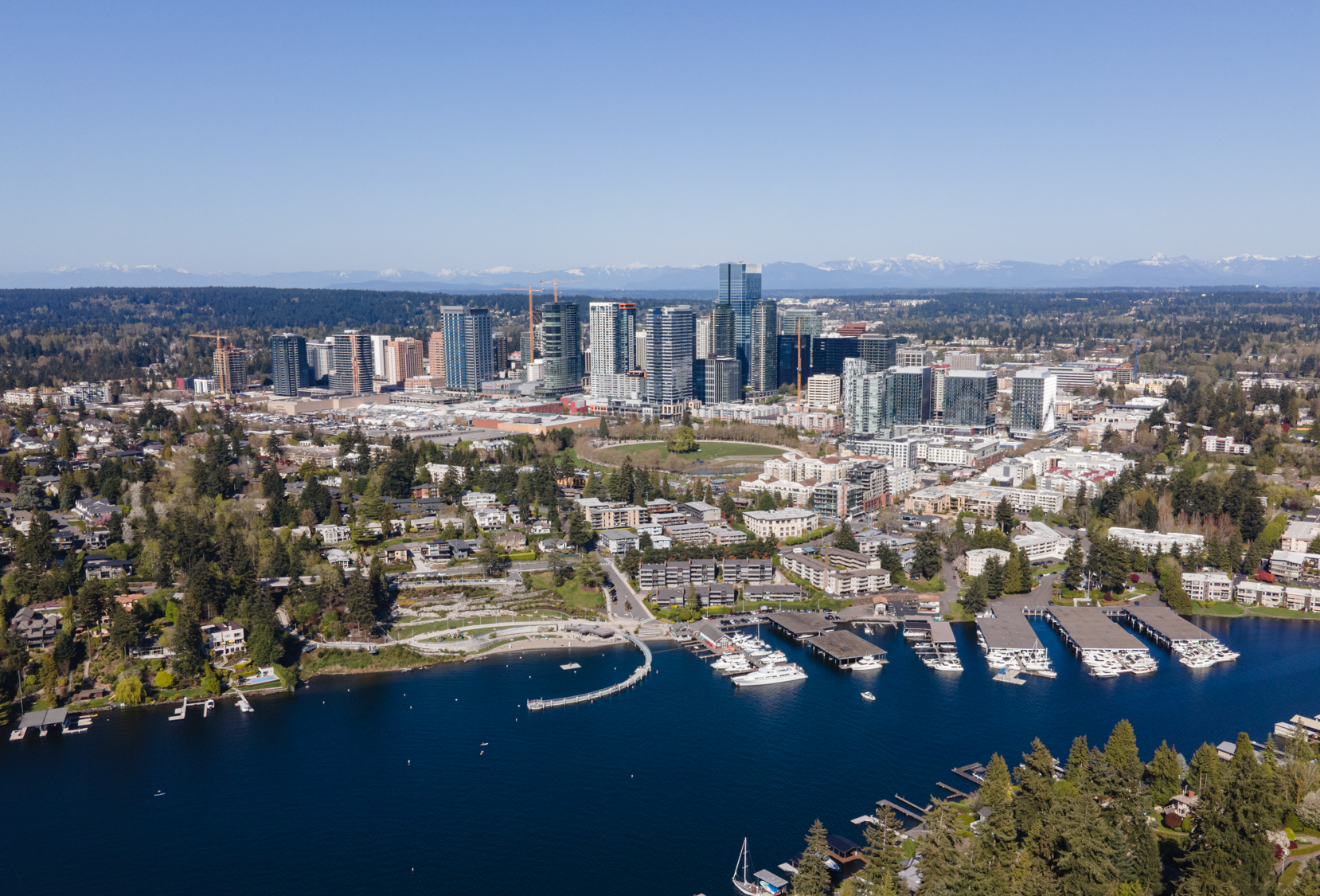Drone view of Bellevue, Washington State, USA