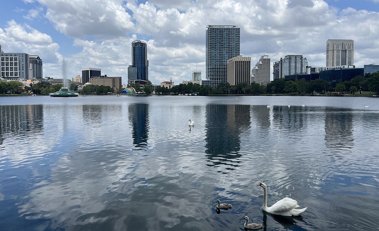 High-rises in Orlando from Lake Eola Park