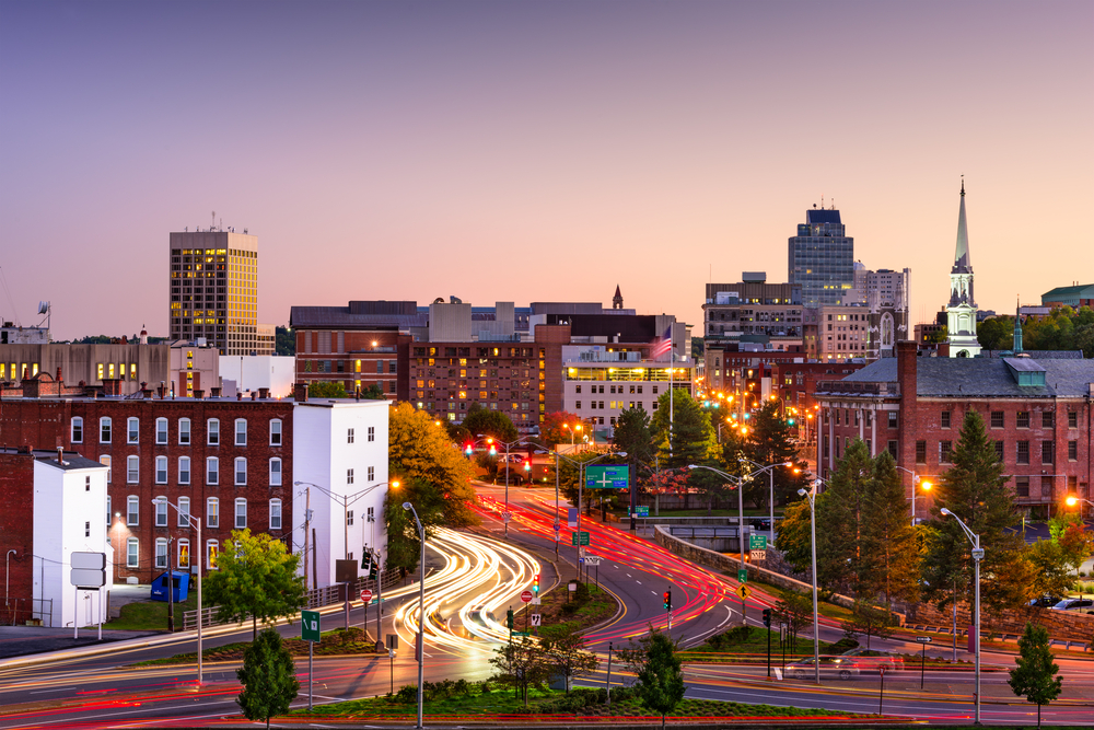 Downtown Skyline of Worcester, Massachusetts, USA