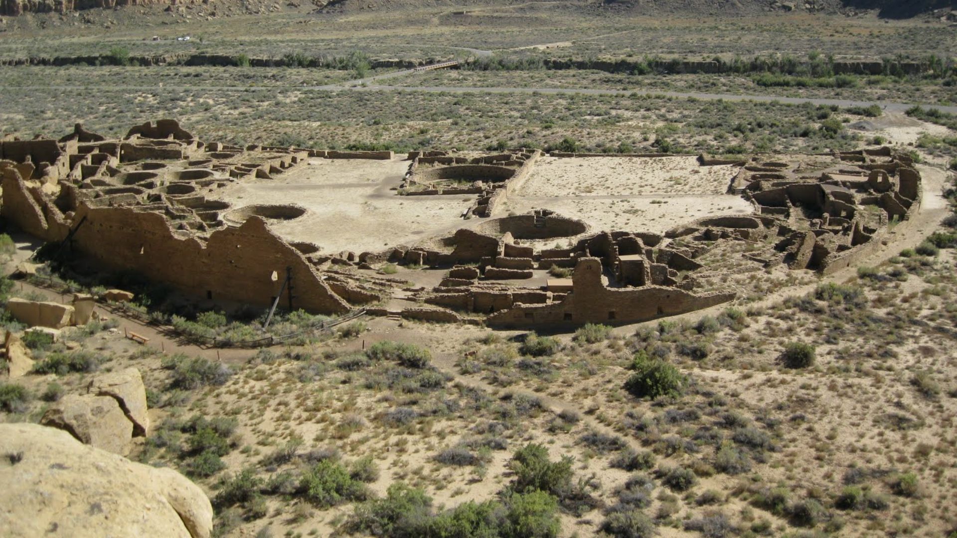 File:Chaco Canyon - Pueblo Bonito from cliff.JPG