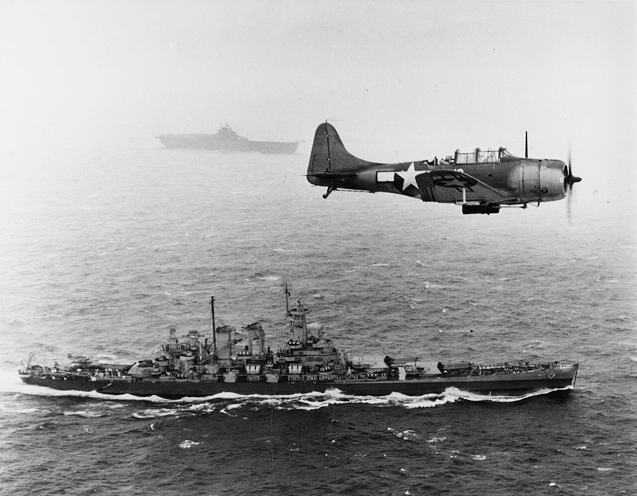 Sbd Vb-16 Over Uss Washington 1943