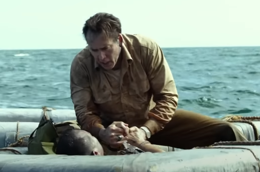 A screenshot from the movie USS Indianapolis: Men of Courage