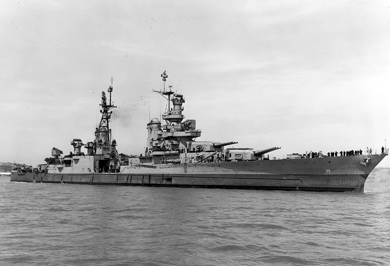 U.S. Navy heavy cruiser USS Indianapolis in July 1945