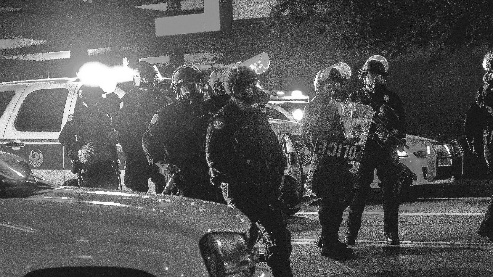 group of police in the middle of the road