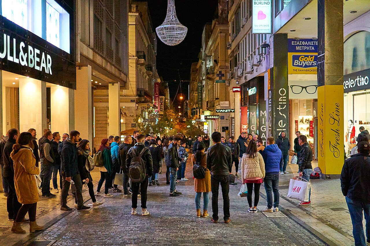 Ermou Street In The Evening at Athens