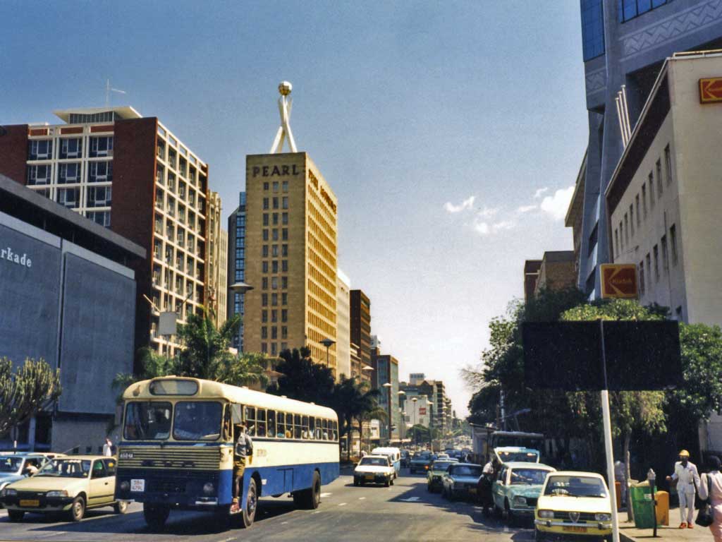 Downtown Harare, Zimbabwe from April, 1995.