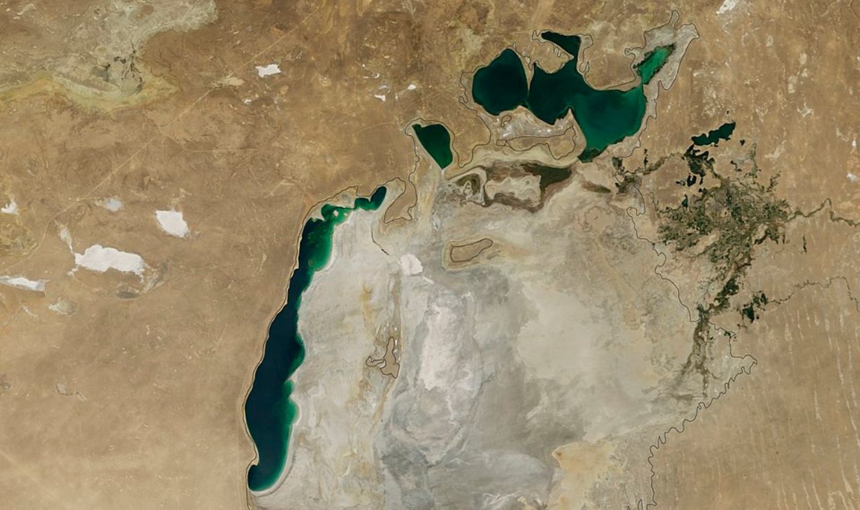 Aerial view of Aral sea