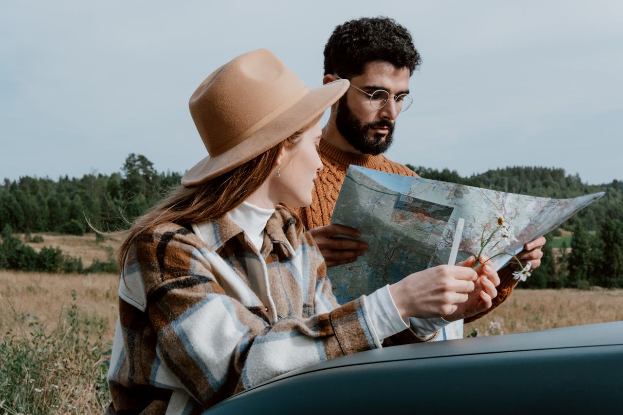 Woman and Man with Map
