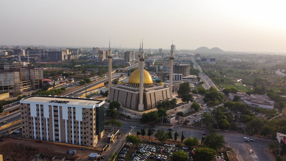 Scenic aerial view of Abuja city skyline at Sunset