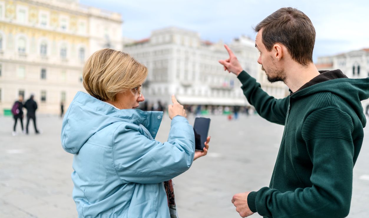 Tourist asking for help on the street 