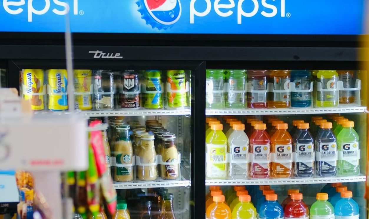 Beverages in Fridge in Store