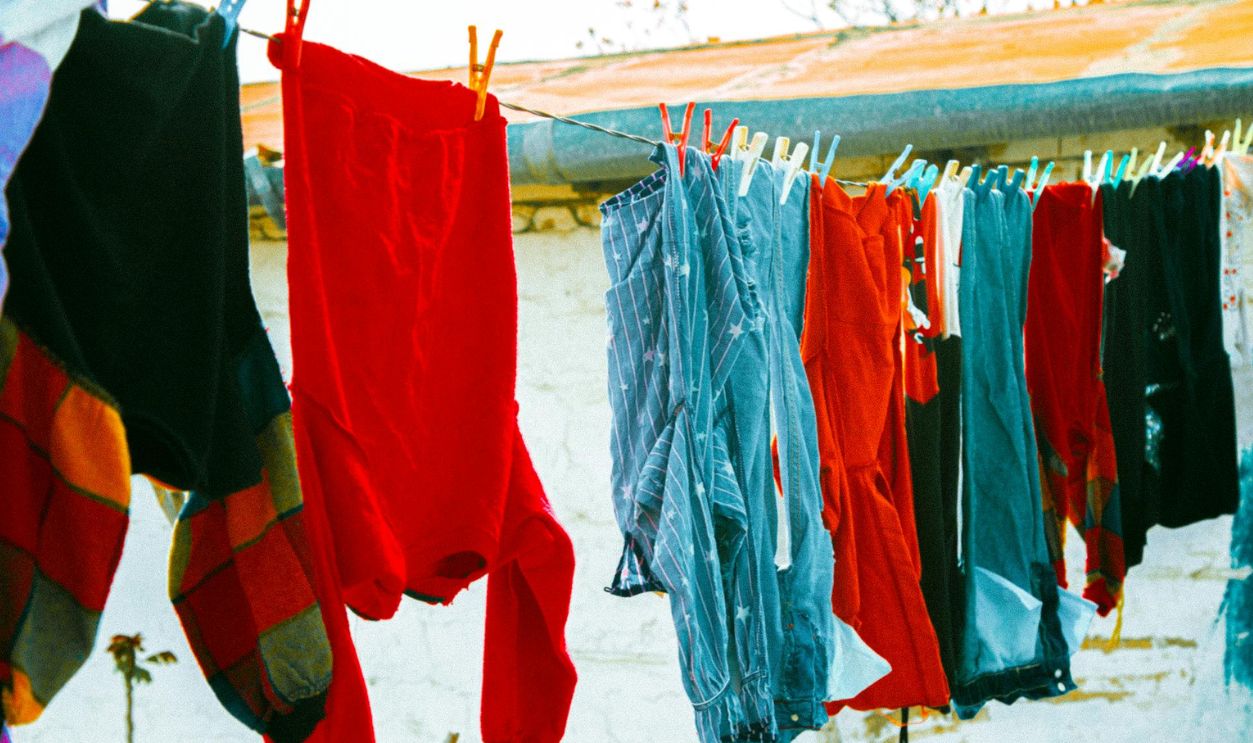 Clothes Hanging on a Clothesline Outside