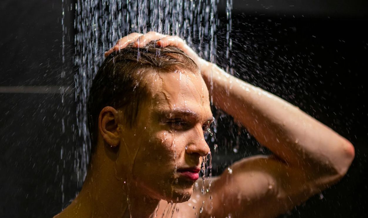 A Man Taking a Shower