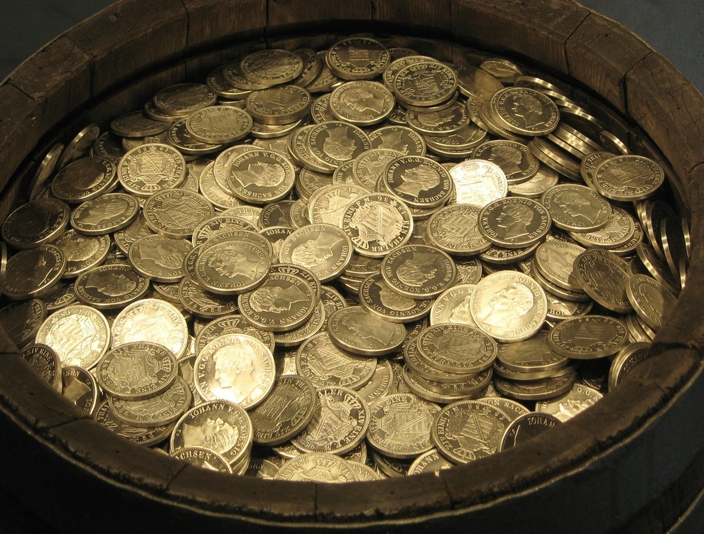 Golden coins in a barrel