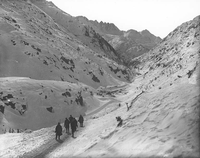 People hiking during a winter 