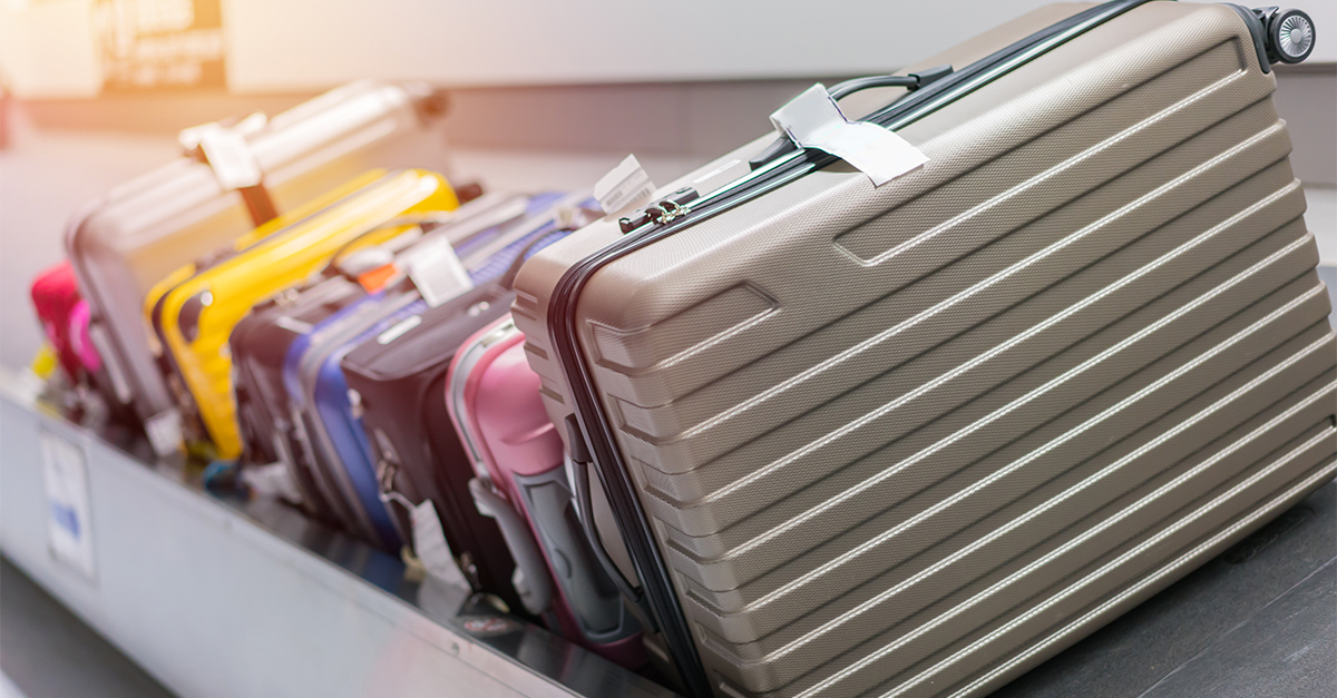 Suitcase or luggage with conveyor belt in the airport