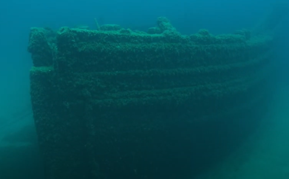A screenshot of a video Thunder Bay Shipwrecks: E.B. Allen