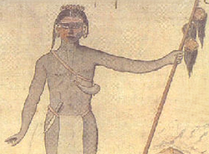 Choctaw, spelled as tchaktas, are painted for war.