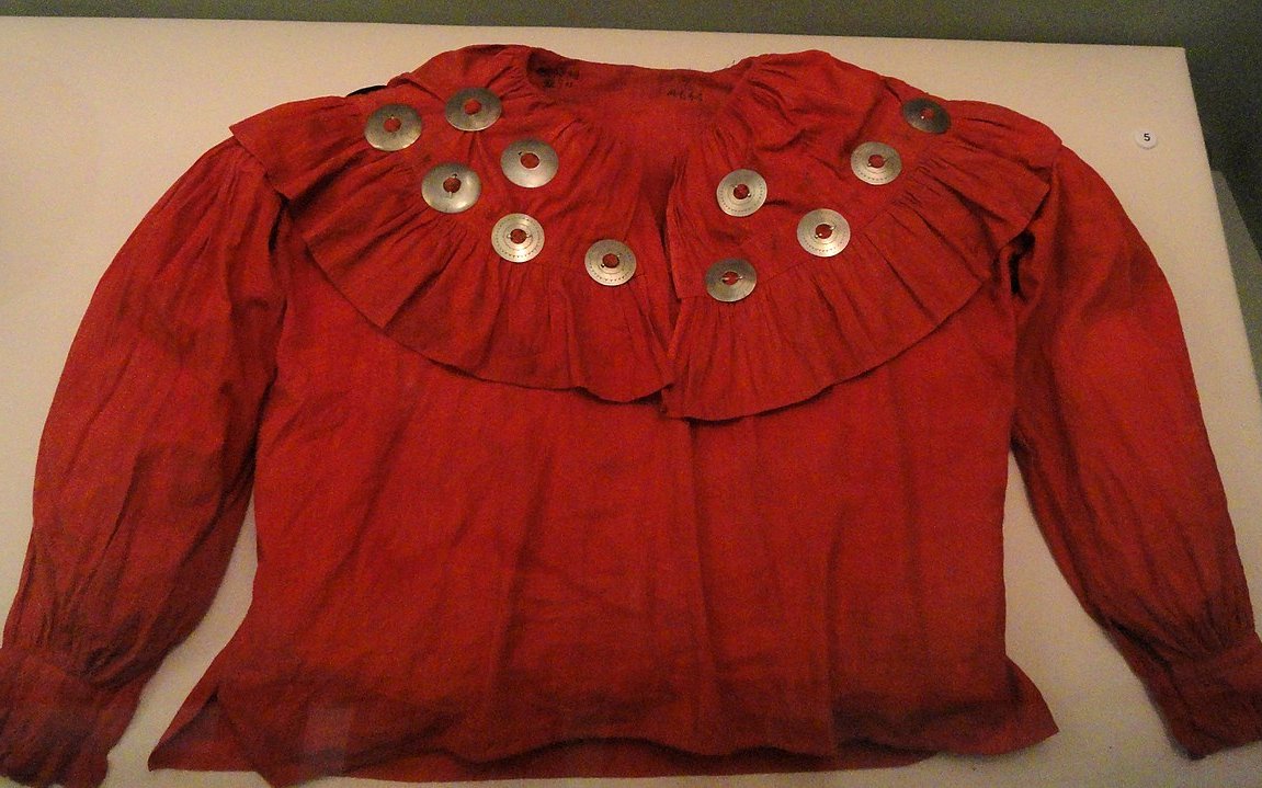 Shawnee woman's blouse with silver medallions, circa 19th century