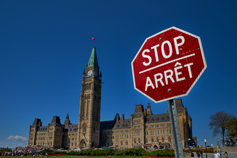 bilingual English and French stop sign in Canada