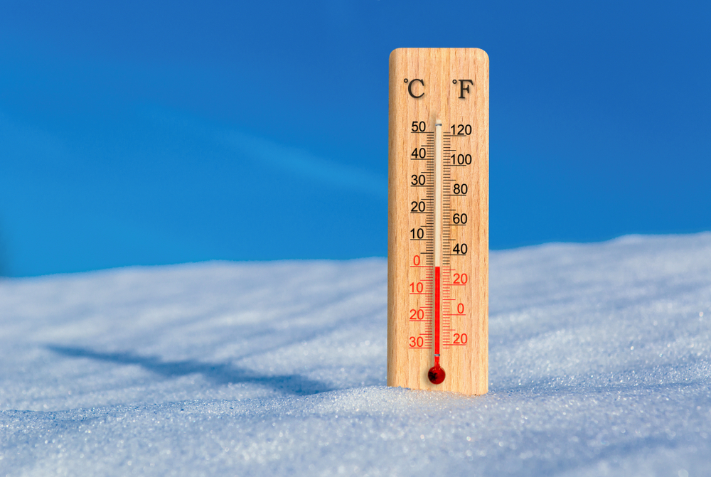 Thermometer display zero degrees Celsius