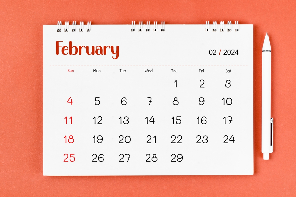 February calendar leap year