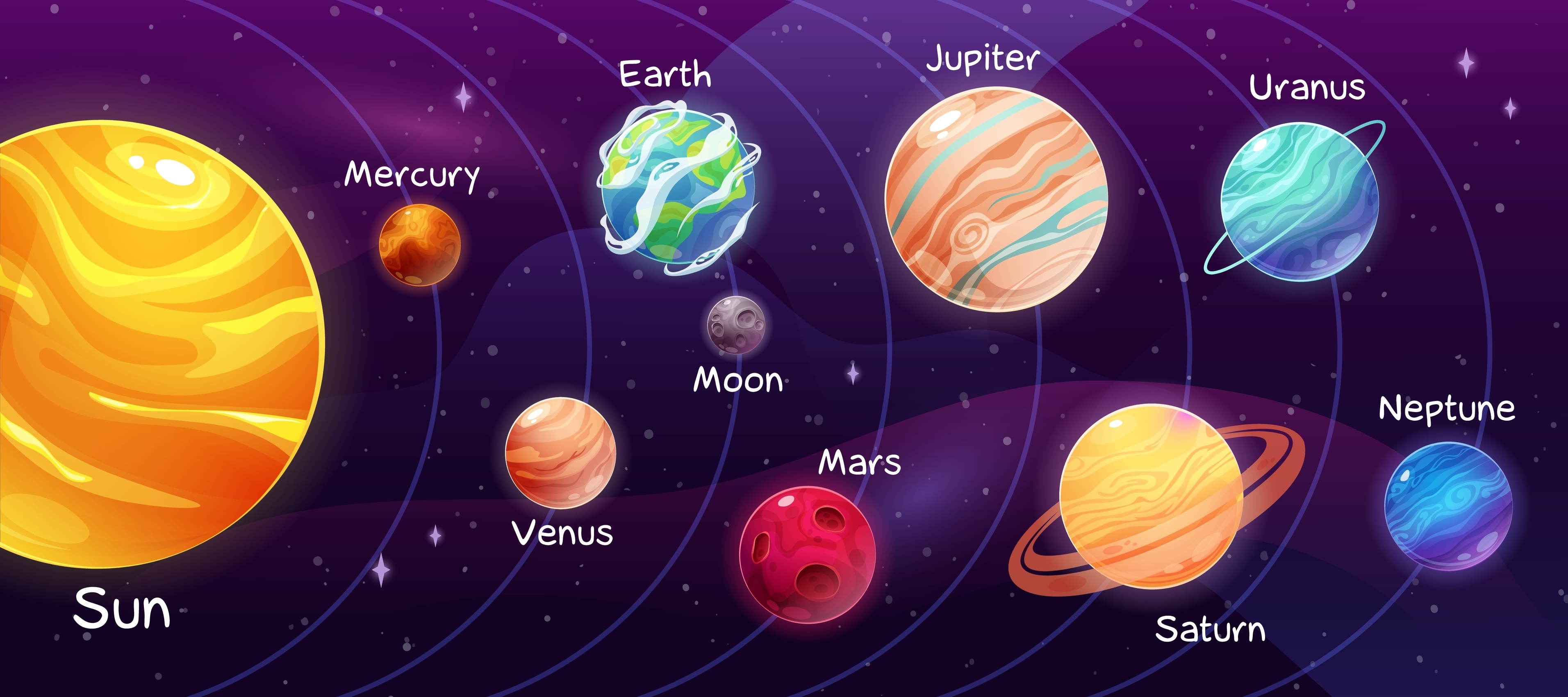 Vector illustration of collection of planets