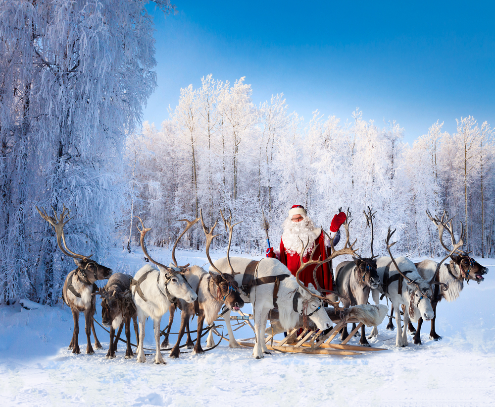 Santa Claus and reindeer